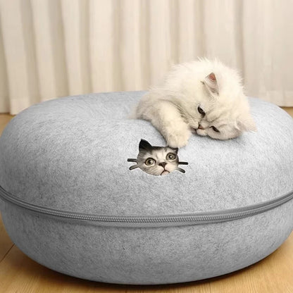 Felt Donut Cat Tunnel Bed