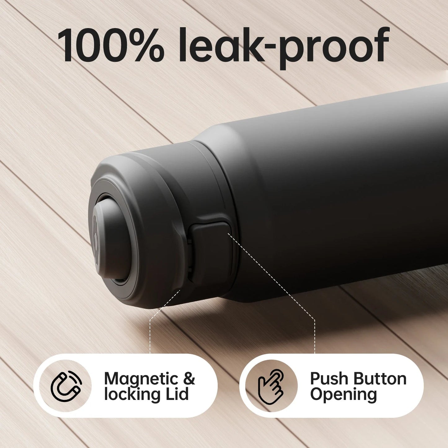 Thermos Stainless Steel Water Bottle with Magnetic Phone Holder