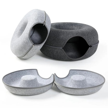 Felt Donut Cat Tunnel Bed